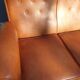 Sofa club leather 3 places buttoned back finish studded and velvet