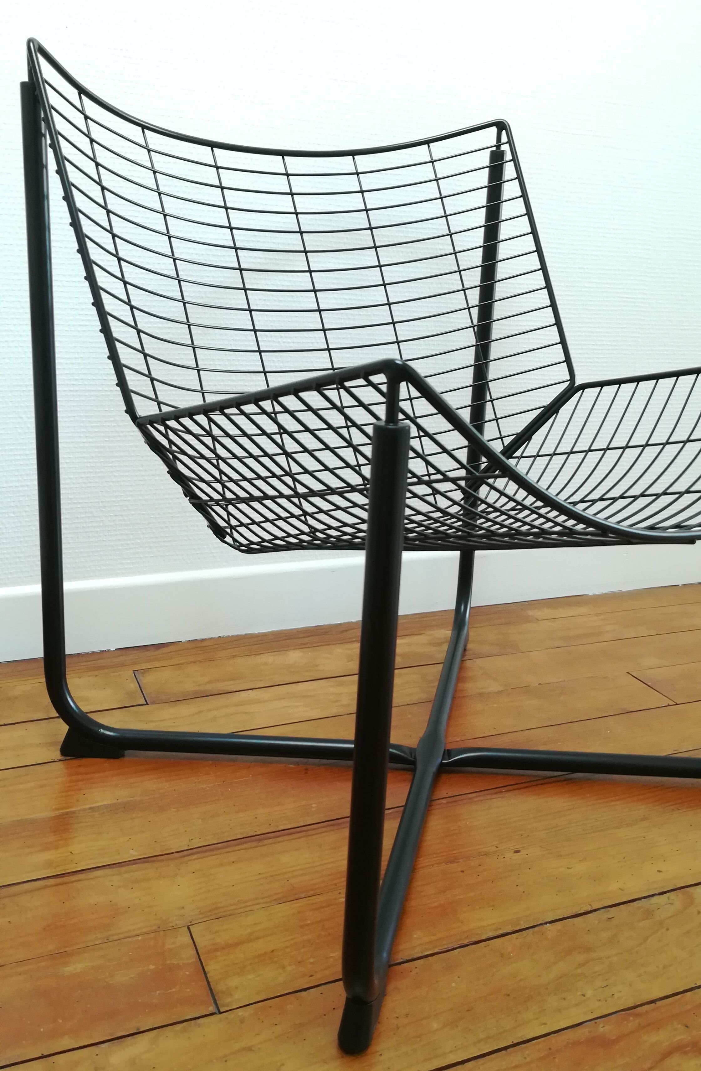 Black metal armchair design by Niels Gammelgard, new edition Ikea