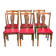 6 Art Deco dining chairs in solid wood and burgundy leather, 1950s