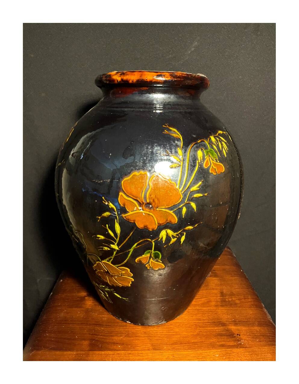 Large French folk art vase