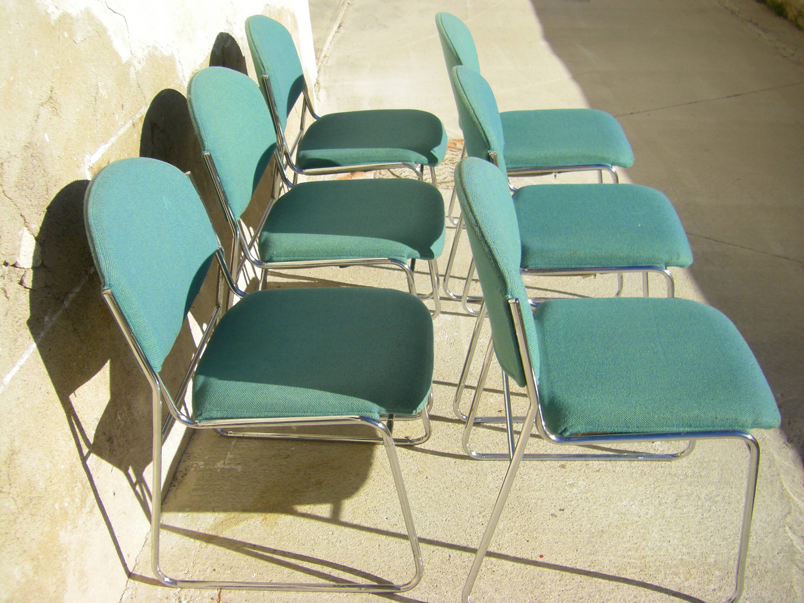 Set of six stackable vintage chairs
