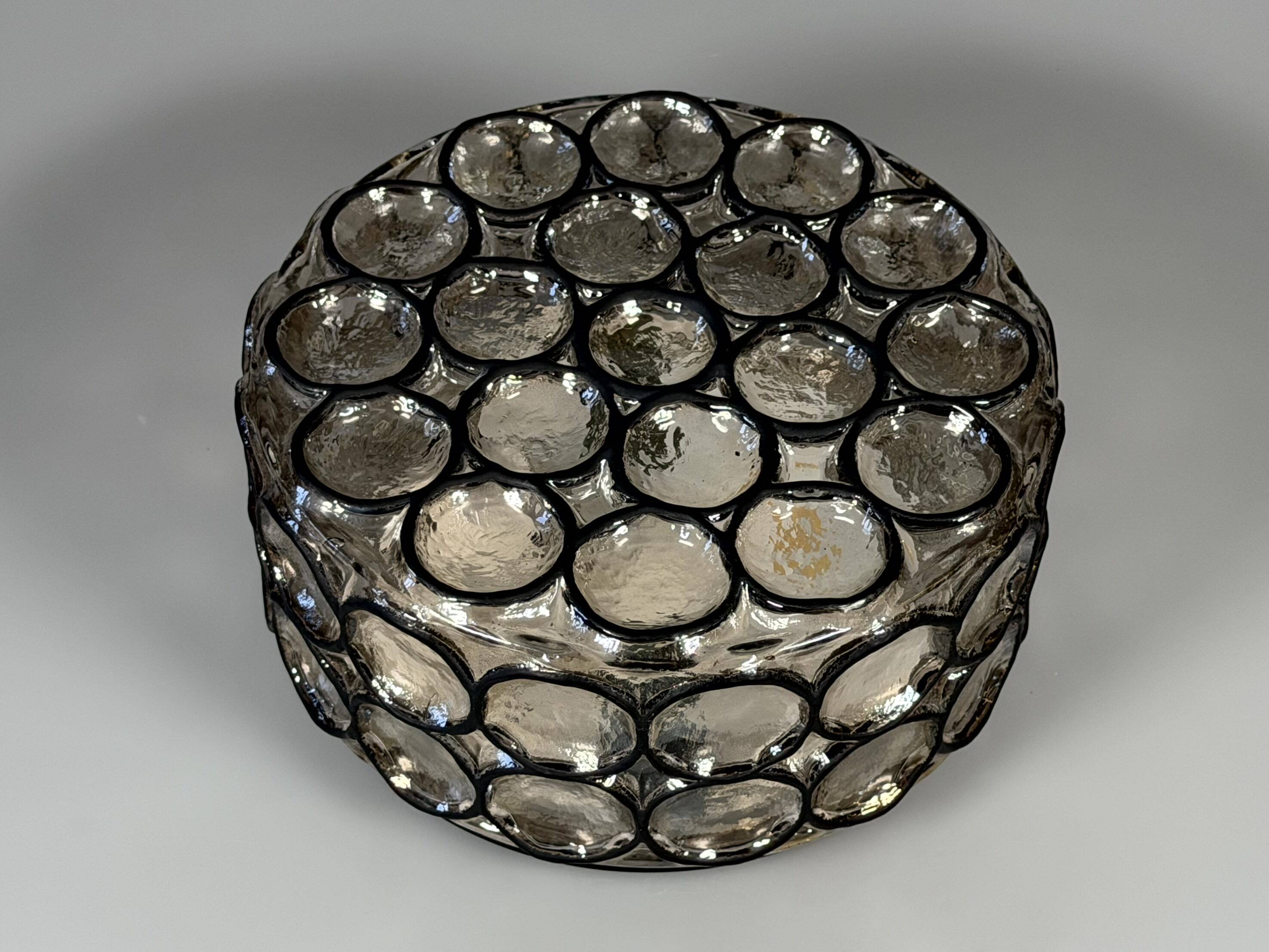 Plafonnier des années 60 70 Glashütte Limburg Allemagne en verre et métal