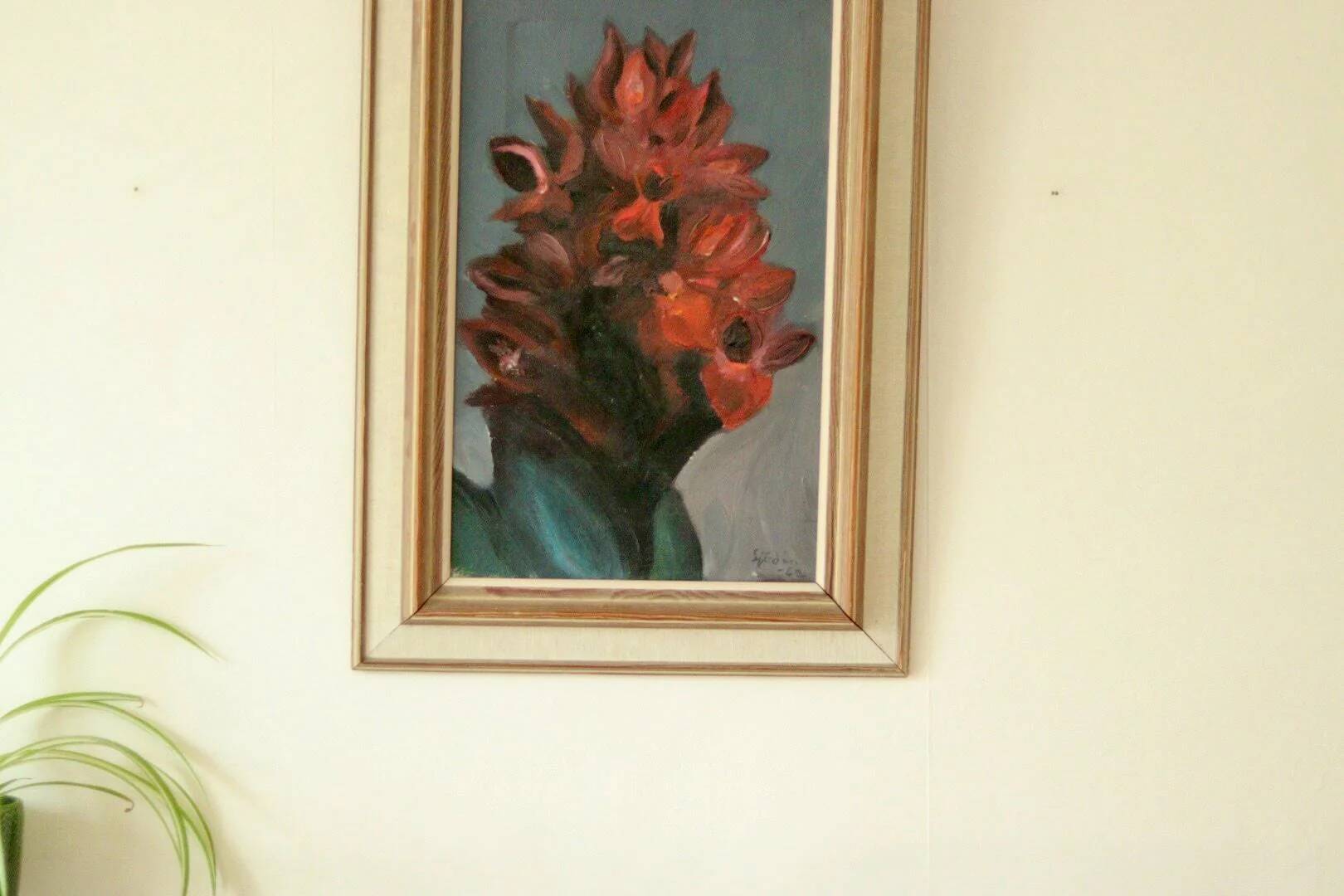 Original vintage oil on canvas – "Flowers"
