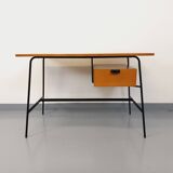 Pierre Paulin vintage modernist desk in oak wood and black metal