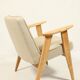 Scandinavian armchair beige wool natural oak wood chair design by Chierovski