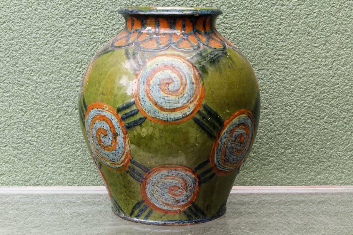 Glazed terracotta vase, Art Deco, signed René Nicole (1885-1960)