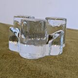 Brutalist cut glass candle holder