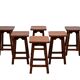 set of 6 Brutalist Solid Oak stools 1970s Holland