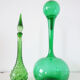 Italian bottle or decanter in green blown glass empoli