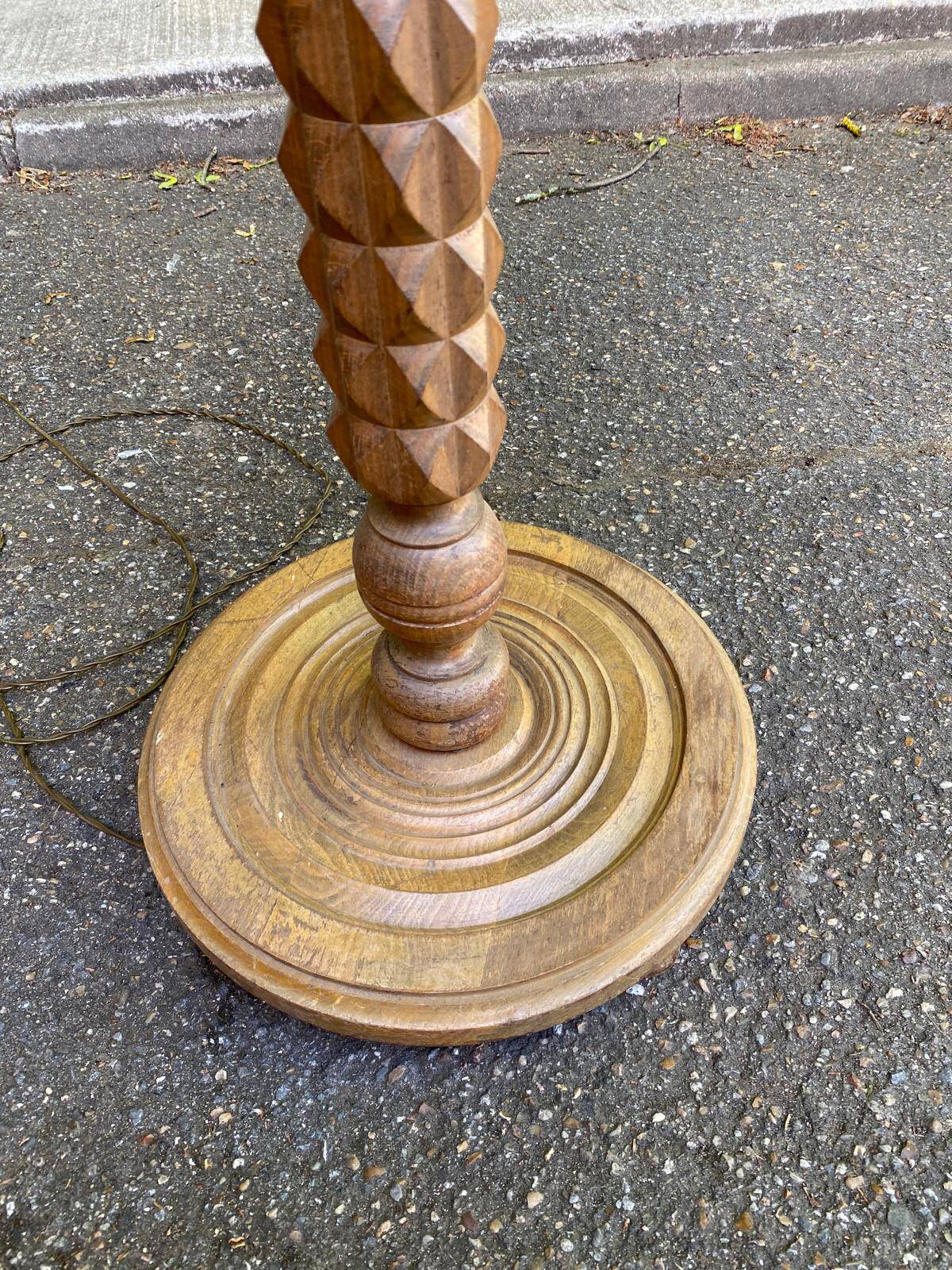 Art Deco floor lamp in solid wood in the style of Charles Dudouyt 1950