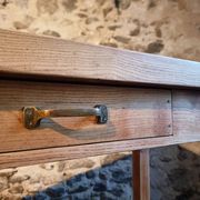 Old French baker's table – kitchen island / work table in solid chestnut with drawers.
