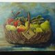 Painting still life basket of fruits oil on canvas signed