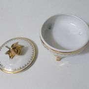antique sweet jar in white and gold porcelain