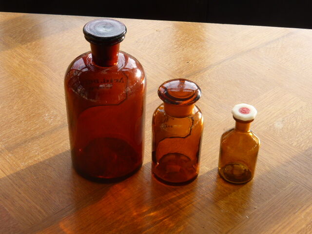 Lot of 3 apothecary bottles