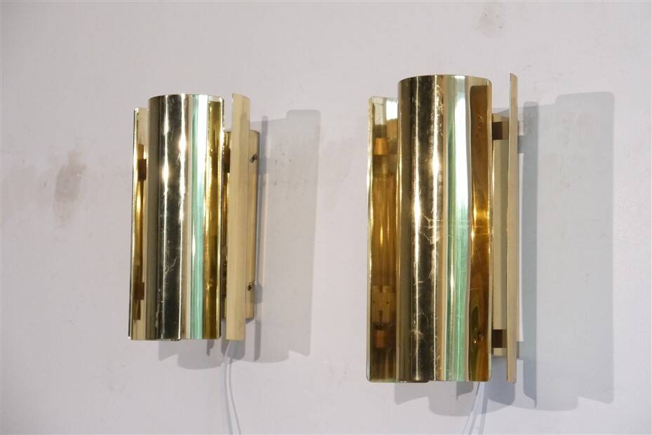 Pair of brass wall lights from Falkenberg 1970