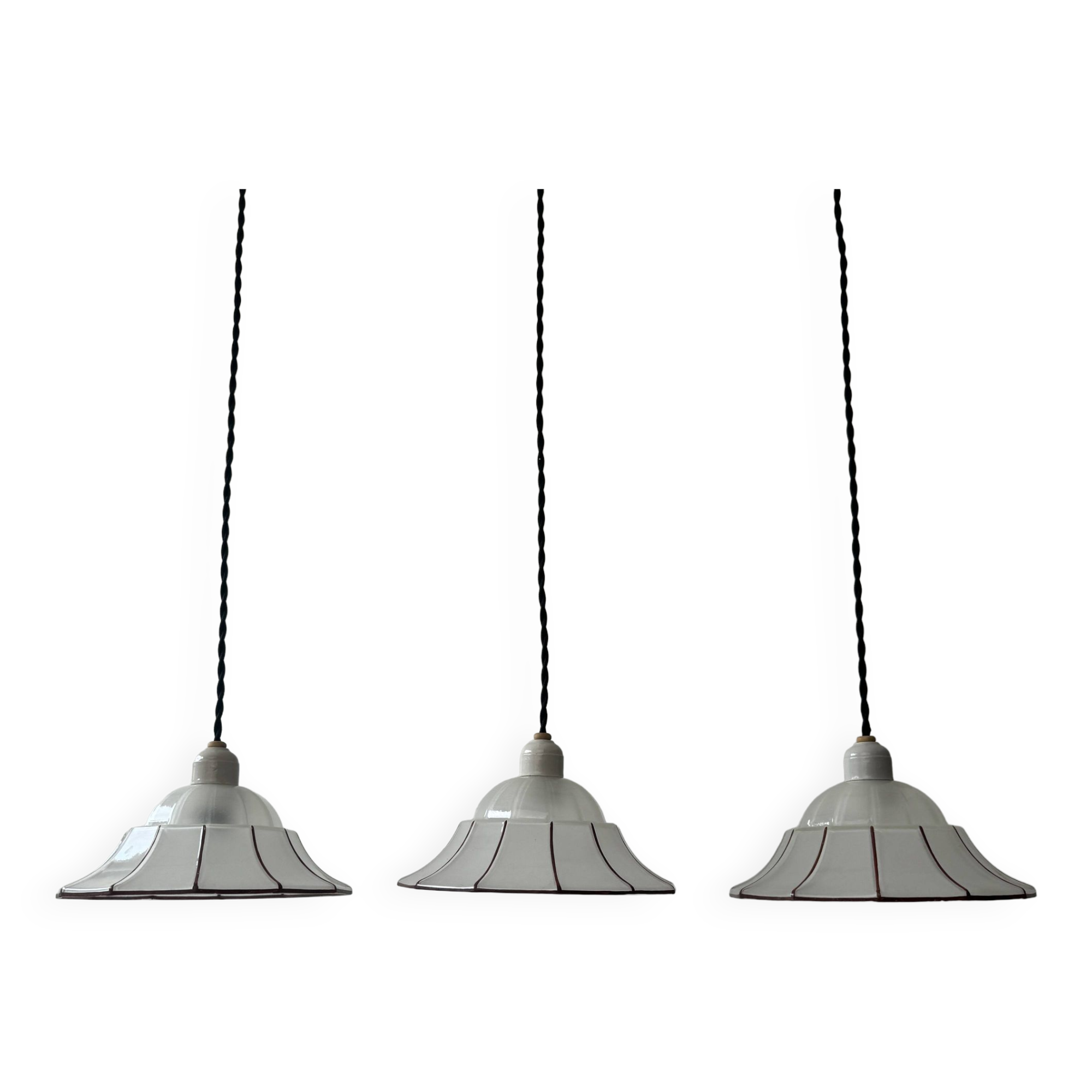 Lot 3 anciennes suspensions verre art-deco