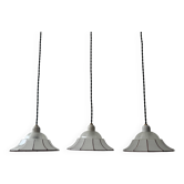 Set of 3 old art-deco glass pendants