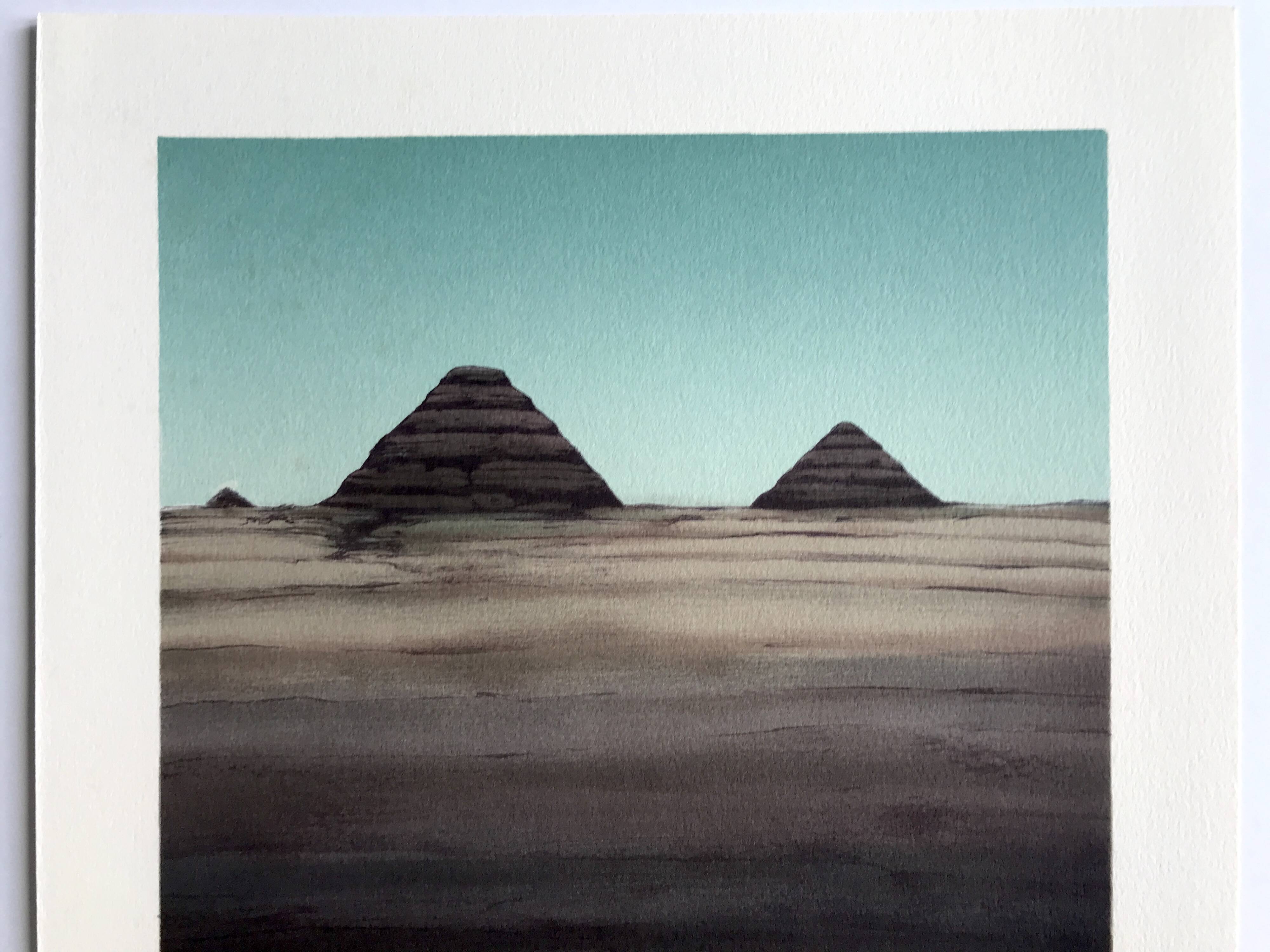 Original lithograph by Alain Le Foll, Khufu, Kephren, Mykerin, 1978