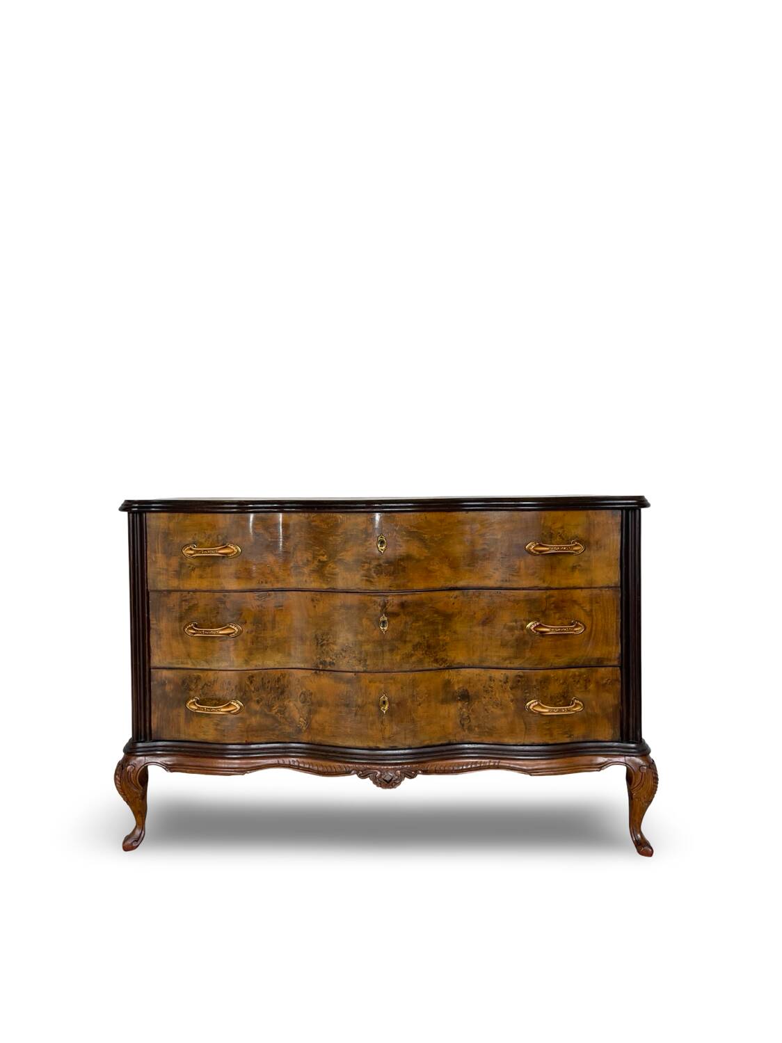 Commode italienne Art déco en loupe de noyer, années 1940-50