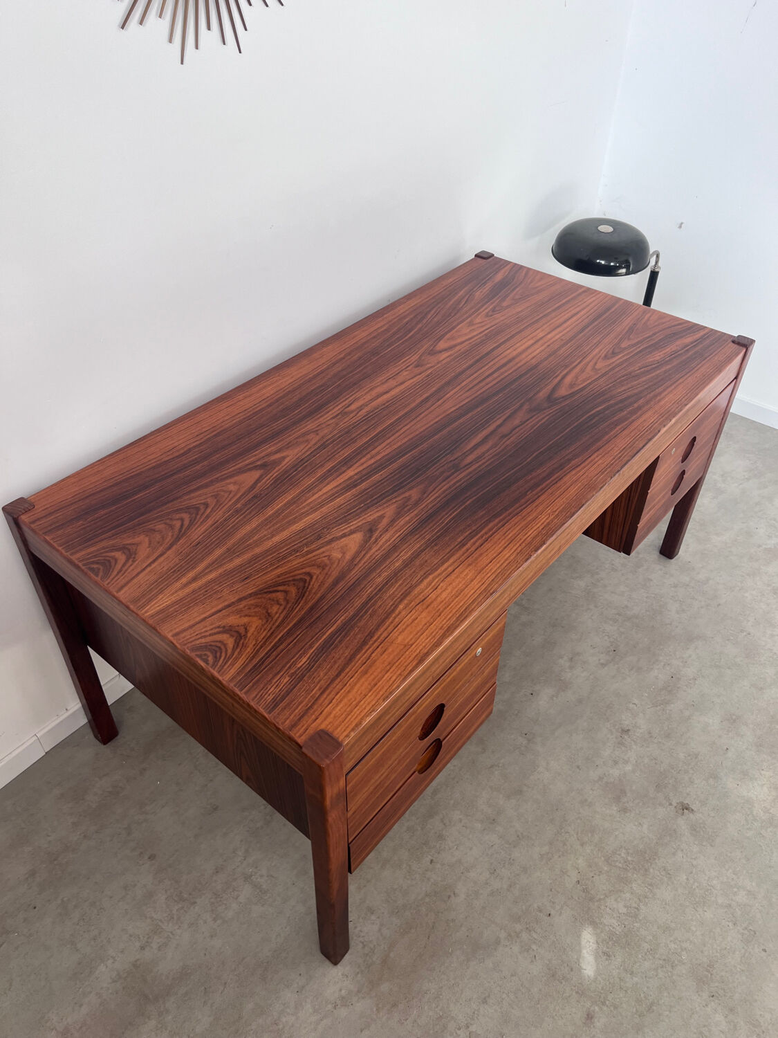 Old Danish Scandinavian desk in rosewood veneer designed by Christian Linneberg