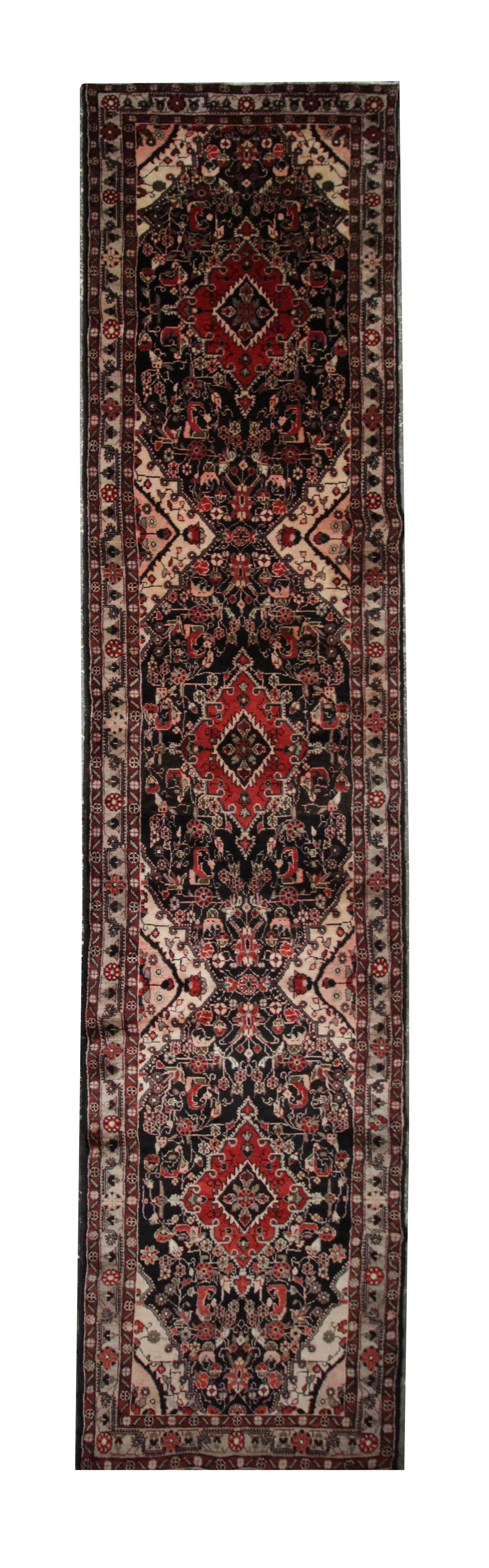 Traditional persian runner rug long oriental red beige wool carpet 89x518cm