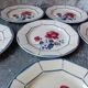 Series of 6 plates flat decor of roses, model malmaison, digoin sarreguemines