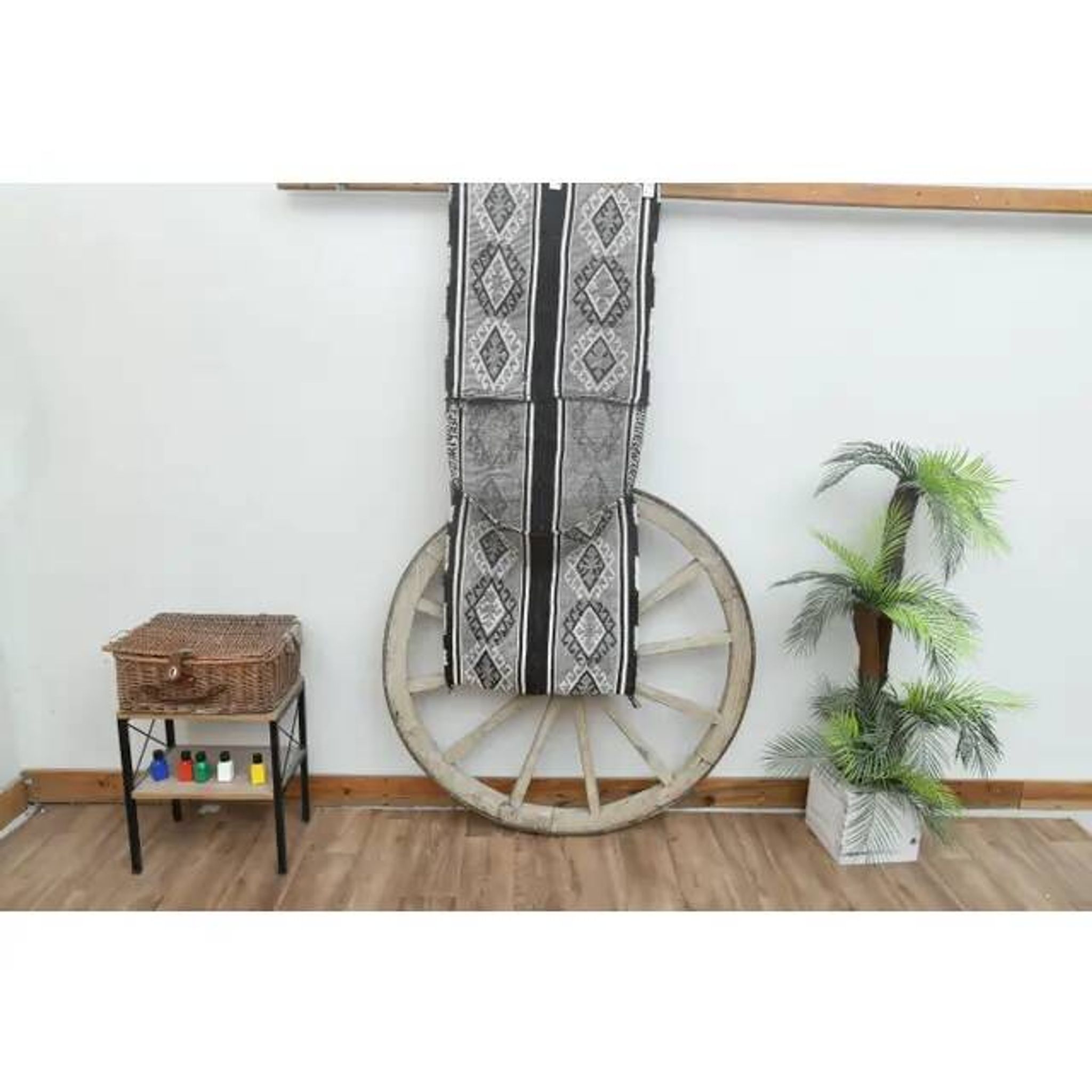 1970s Vintage Turkish Handmade Wool Cotton Gray Kilim Runner Rug 60x152