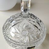 Bohemian cut crystal candy dish. Sophisticated star motifs.