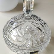 Bohemian cut crystal candy dish. Sophisticated star motifs.