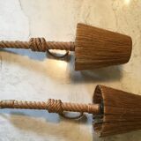 Paire d'appliques artisanales en corde