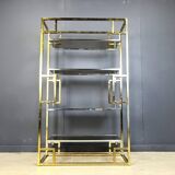 Vintage brass and chrome wall unit, 1970s