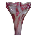 Large flared corolla vase 50cm - speckled pink & white, 70s design
