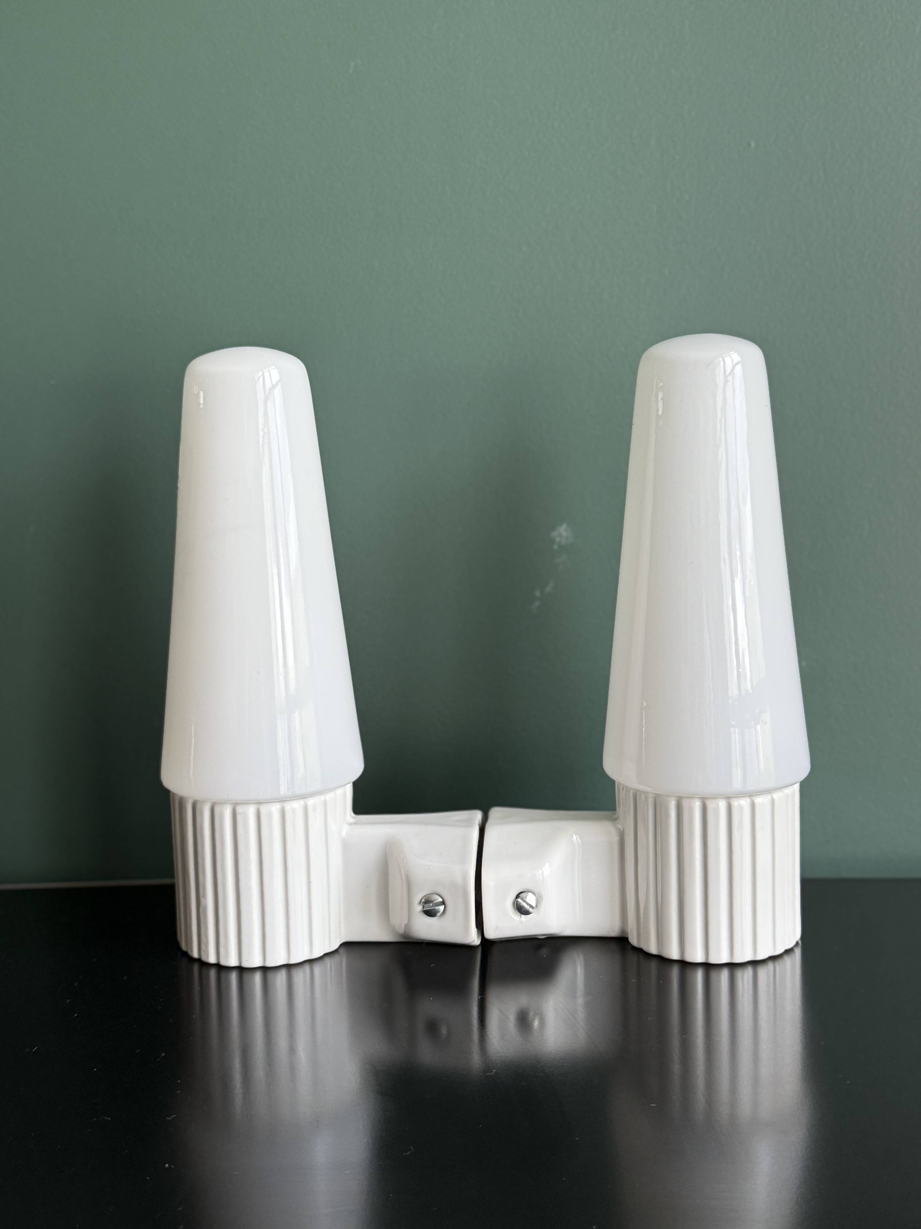 Pair of Scandinavian ceramic wall lights by Bernadotte