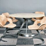 Euro Steel table and chair set 1970 Space Age
