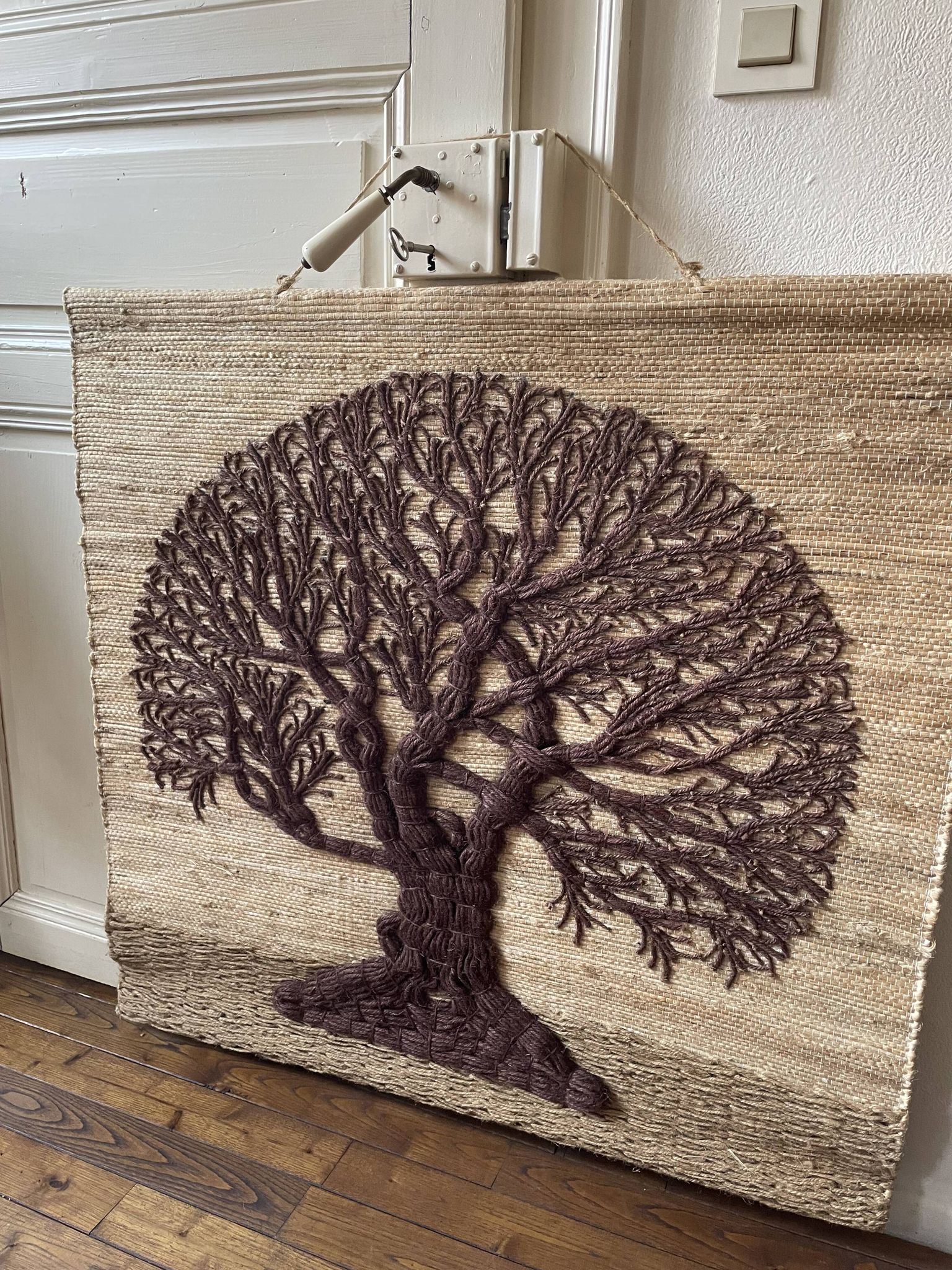 Large woven wall tapestry made of fibers Tree of Life