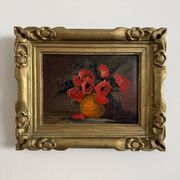 Huile sur panneau par Suefirier 1933 nature morte aux coquelicots