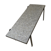 Black steel coffee table and small glass paste tiles