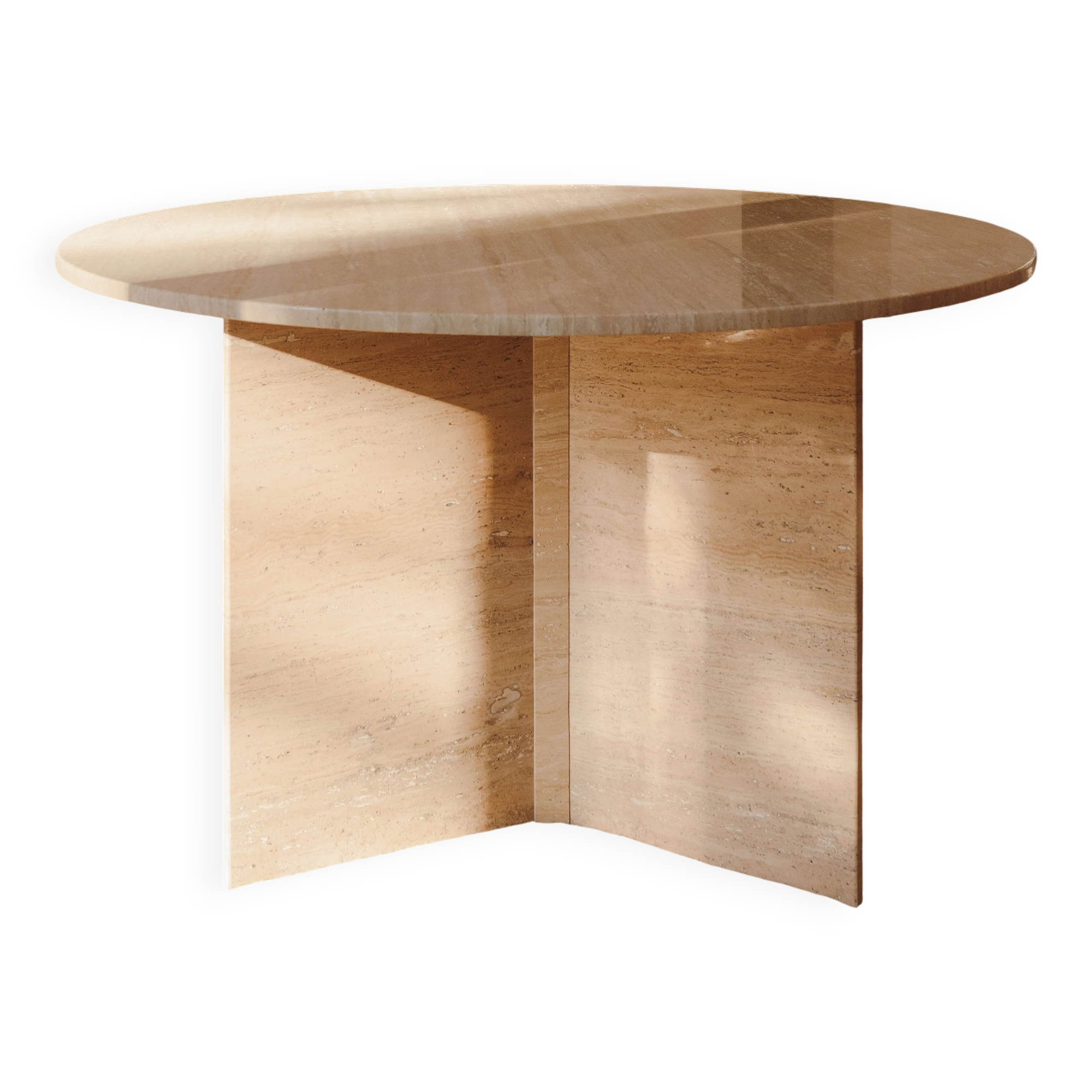 Table à manger ronde en travertin
