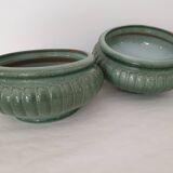 Set of 2 ceramic planters (plant pots) signed GPA made in France
