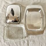 Silver metal butter dish