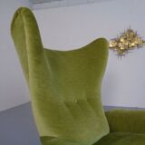 Italian Mohair Wingback Chair, 1950s