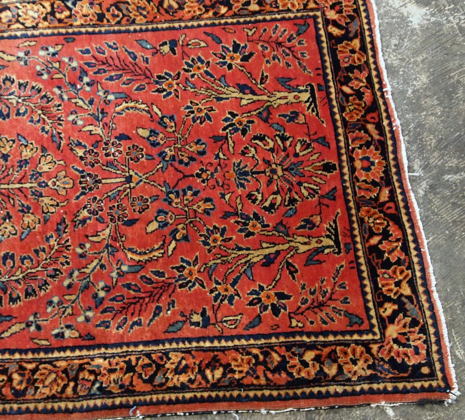 Handmade antique Persian Sarouk runner 3.2' x 7.10' (97cm x 241cm) 1900s - 1B708