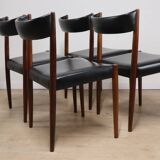 Série de 4 chaises scandinave Danemark en palissandre et skaï, 1960