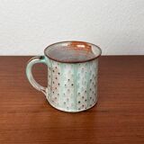 Mid-century modern studio pottery mug by Monika Maetzel, 1960s.