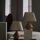 Sculptural Danish modern table lamp in wood by Kirk, 1980s.