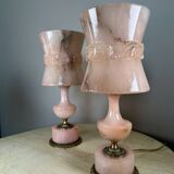 Pink alabaster lamps from the 60s (X2)