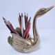 Zoomorphic solid brass swan pen holder