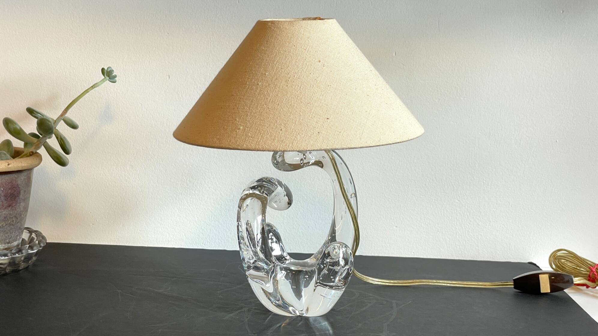 Lampe cristal art déco gravée Paris France