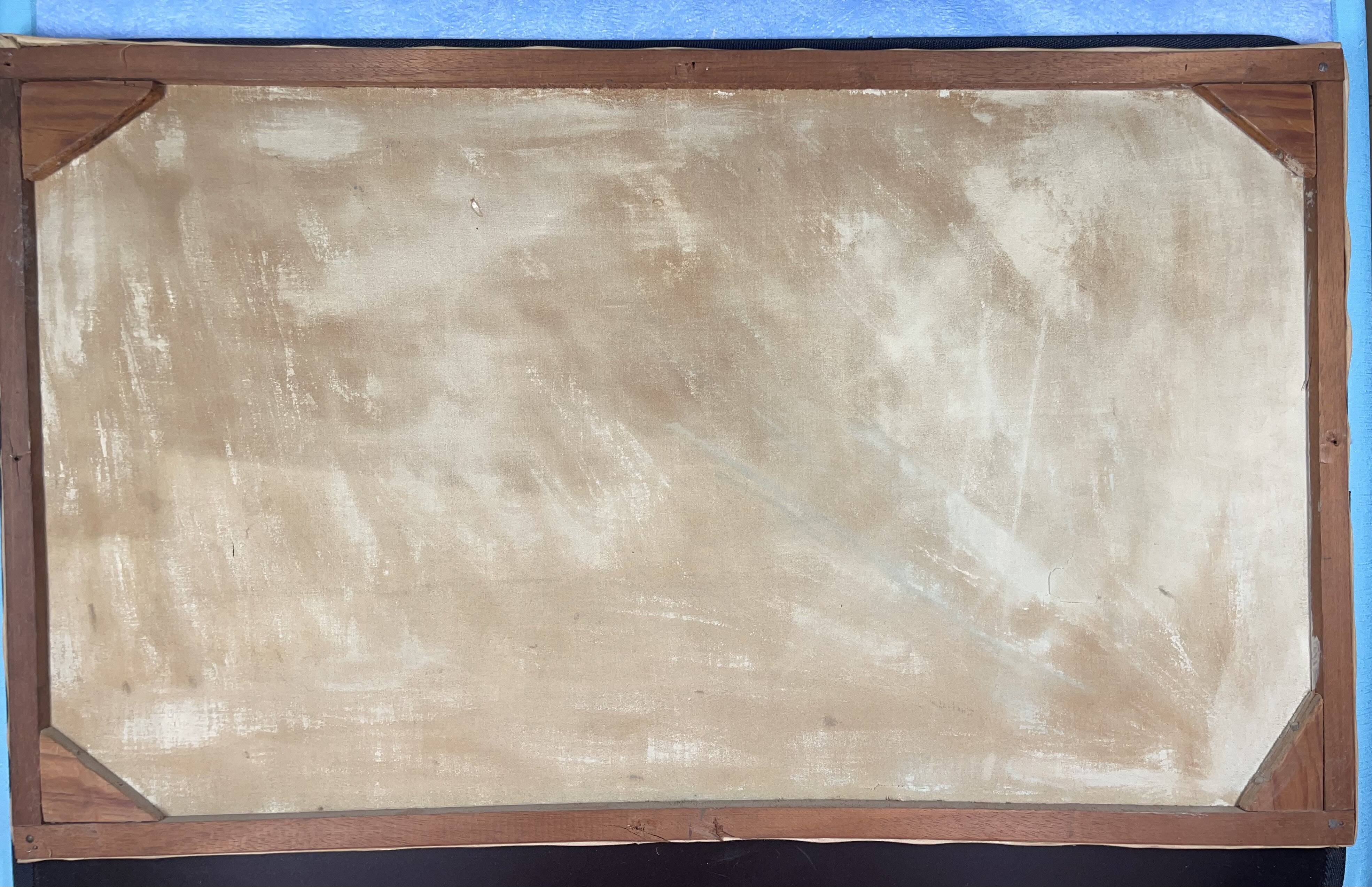 oil on canvas - Marine, Battleship on rough sea, signed Poncelet