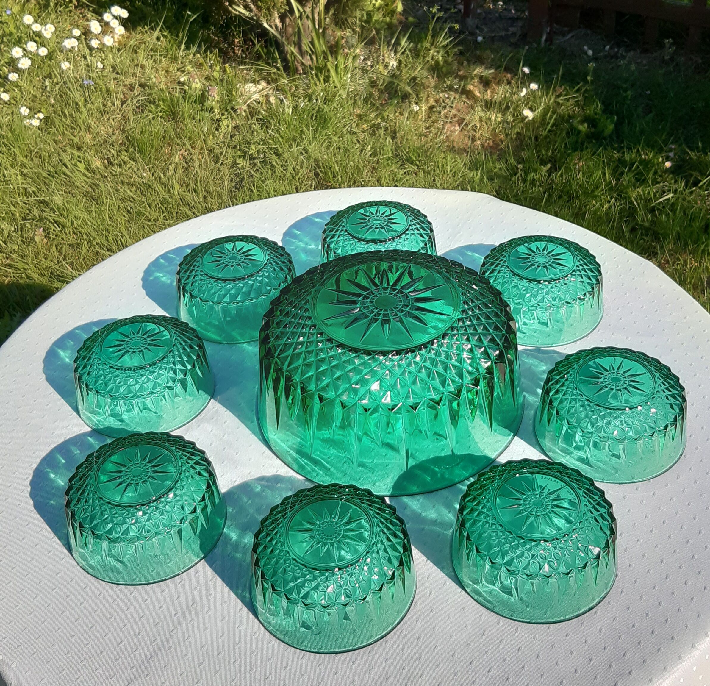 Arcoroc green glass dessert service